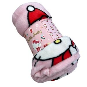NEW Hello Kitty Pink Christmas Holiday Style Plush Throw Blanket Sanrio One Size